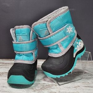 Toddler Girls Size 5 Teal Hook & Loop Slip On Waterproof Fur Lined Snow Boots